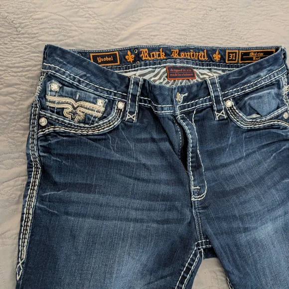 Rock Revival Dark Blue Boot Cut Ysobel Women's Jeans Size 31 - Picture 3 of 8